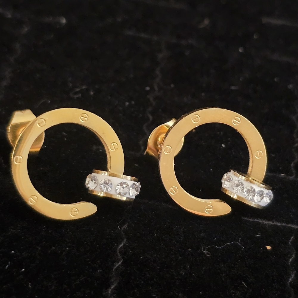 Elegant Gold and Silver Stud Earrings